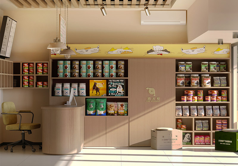 布丁寵物店全套裝修設(shè)計(jì)，社區(qū)精品寵物店定制